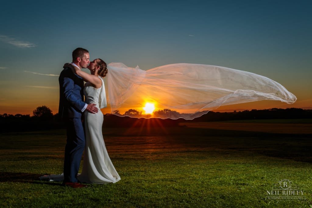 Beeston Manor Wedding Photographer - Bride and Groom at Sunset